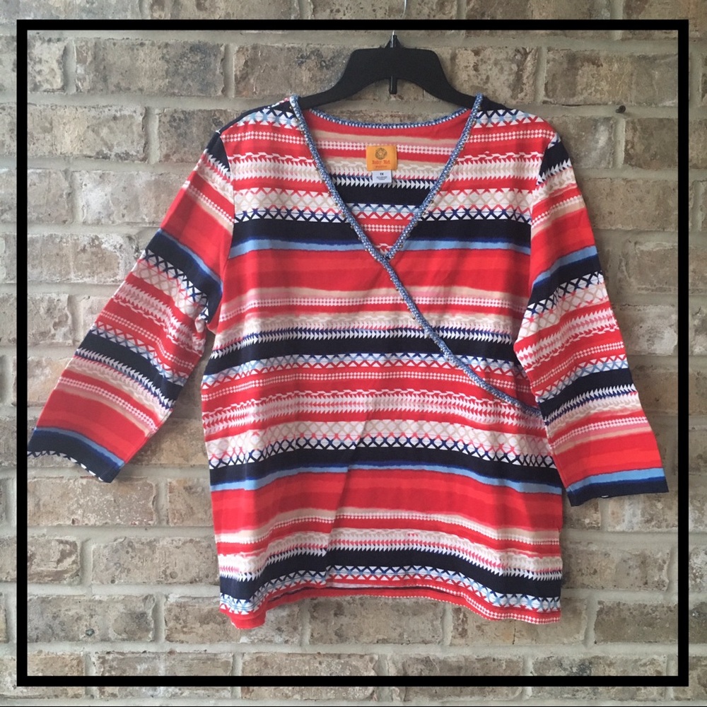 🆕 RED, WHITE & BLUE MULTI STRIPED TOP BY RUBY RD.